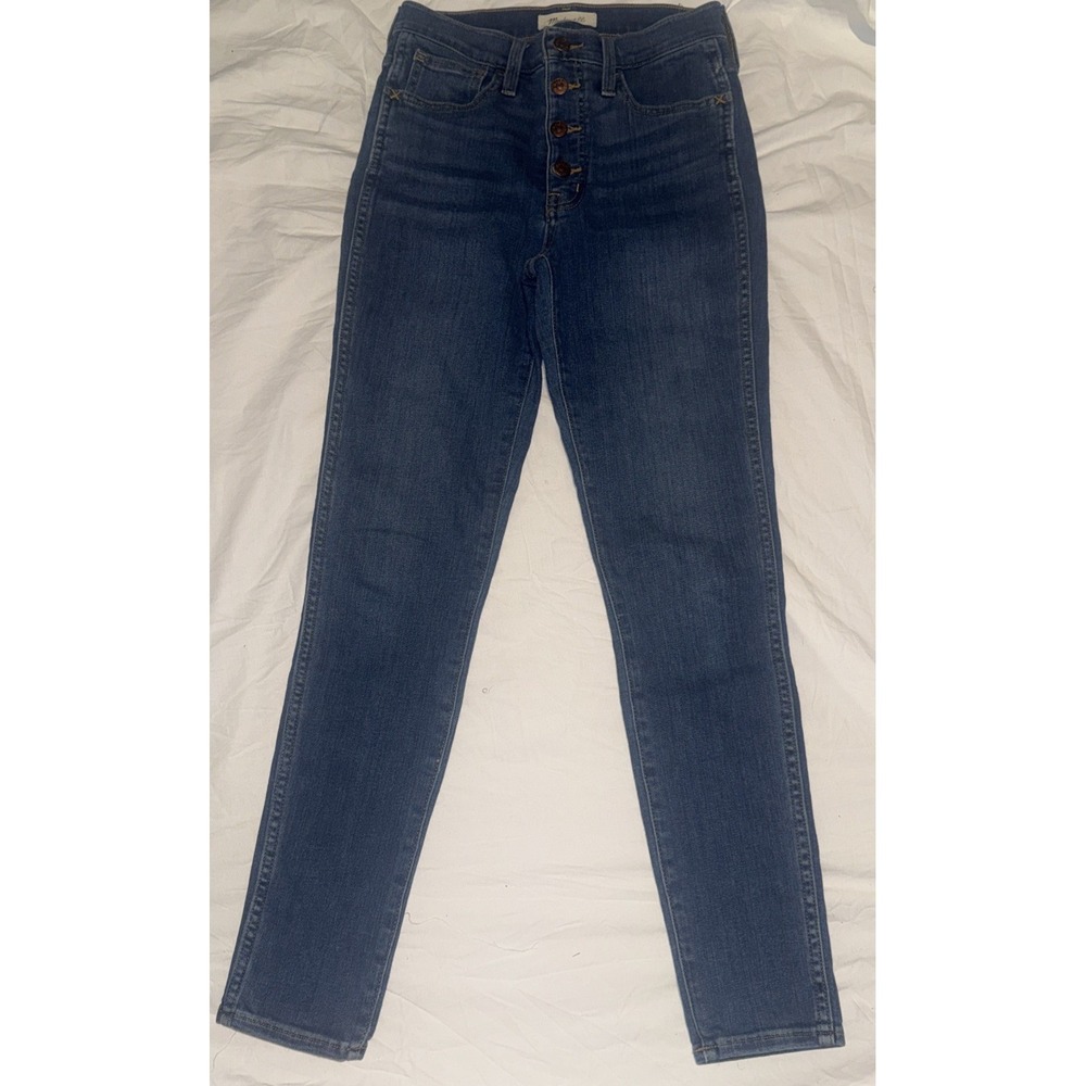 Madewell Womens Skinny Jeans Dark Wash Y2K Trendy Button Fly Size 25
